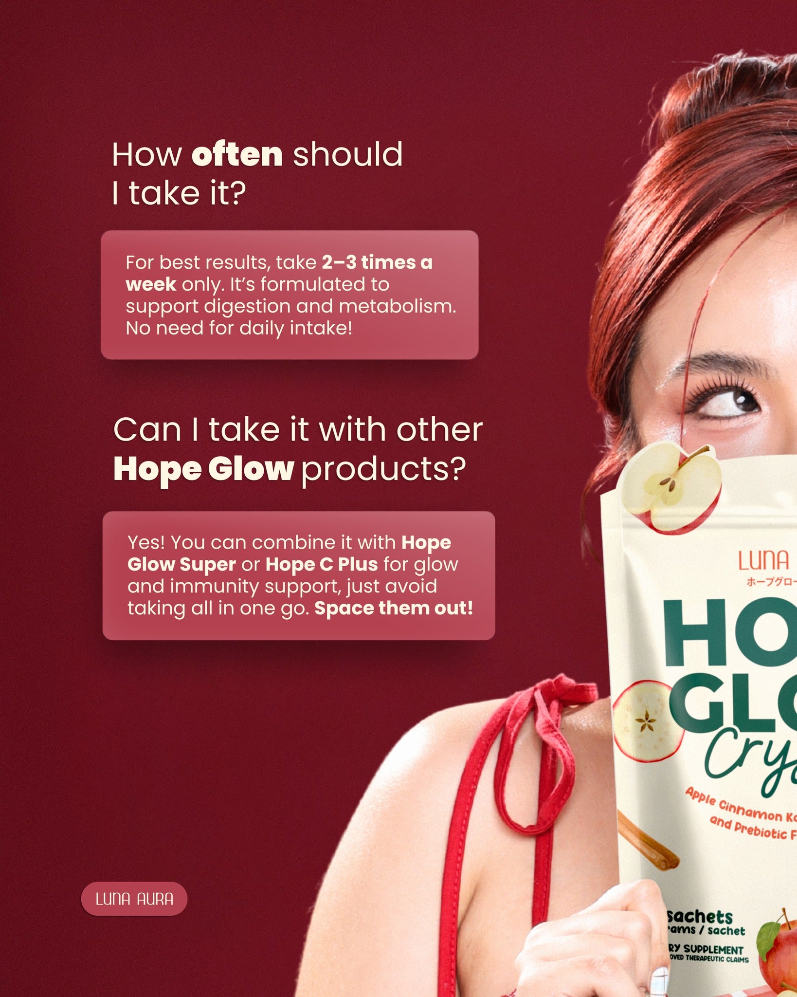 Hope Glow Crystal Apple Cinnamon Kombucha fermented tea drink with apple and cinnamon flavor