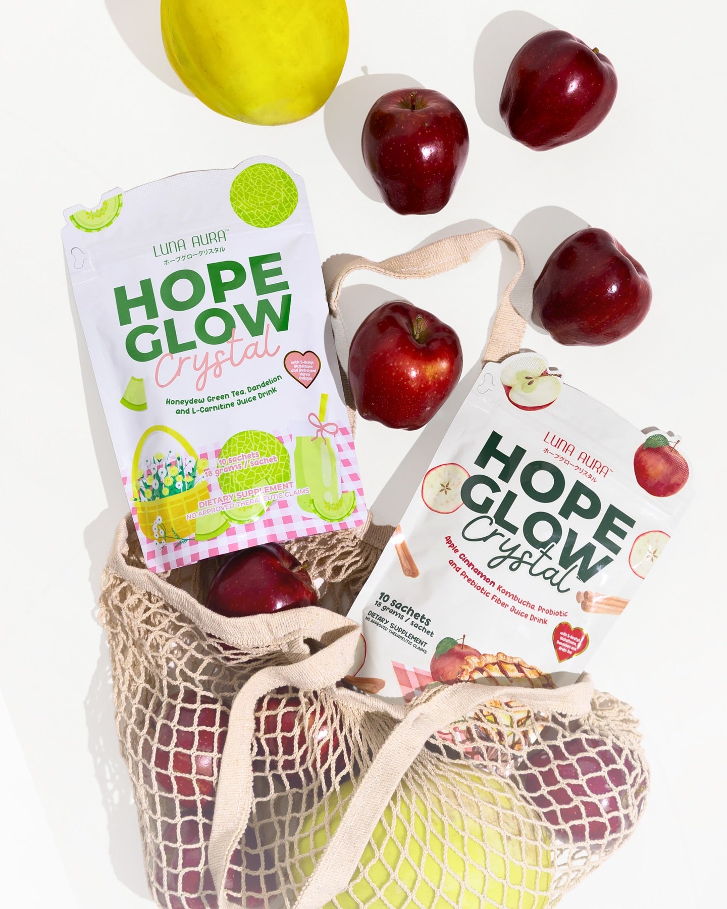 Hope Glow Crystal Apple Cinnamon Kombucha & Honeydew Greentea