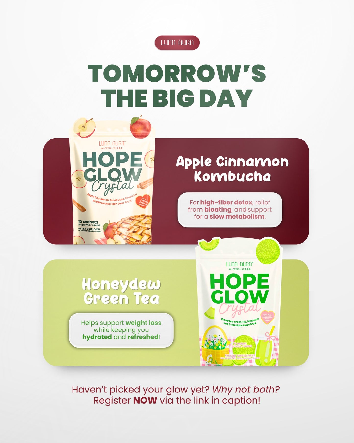 Hope Glow Crystal Apple Cinnamon Kombucha & Honeydew Greentea