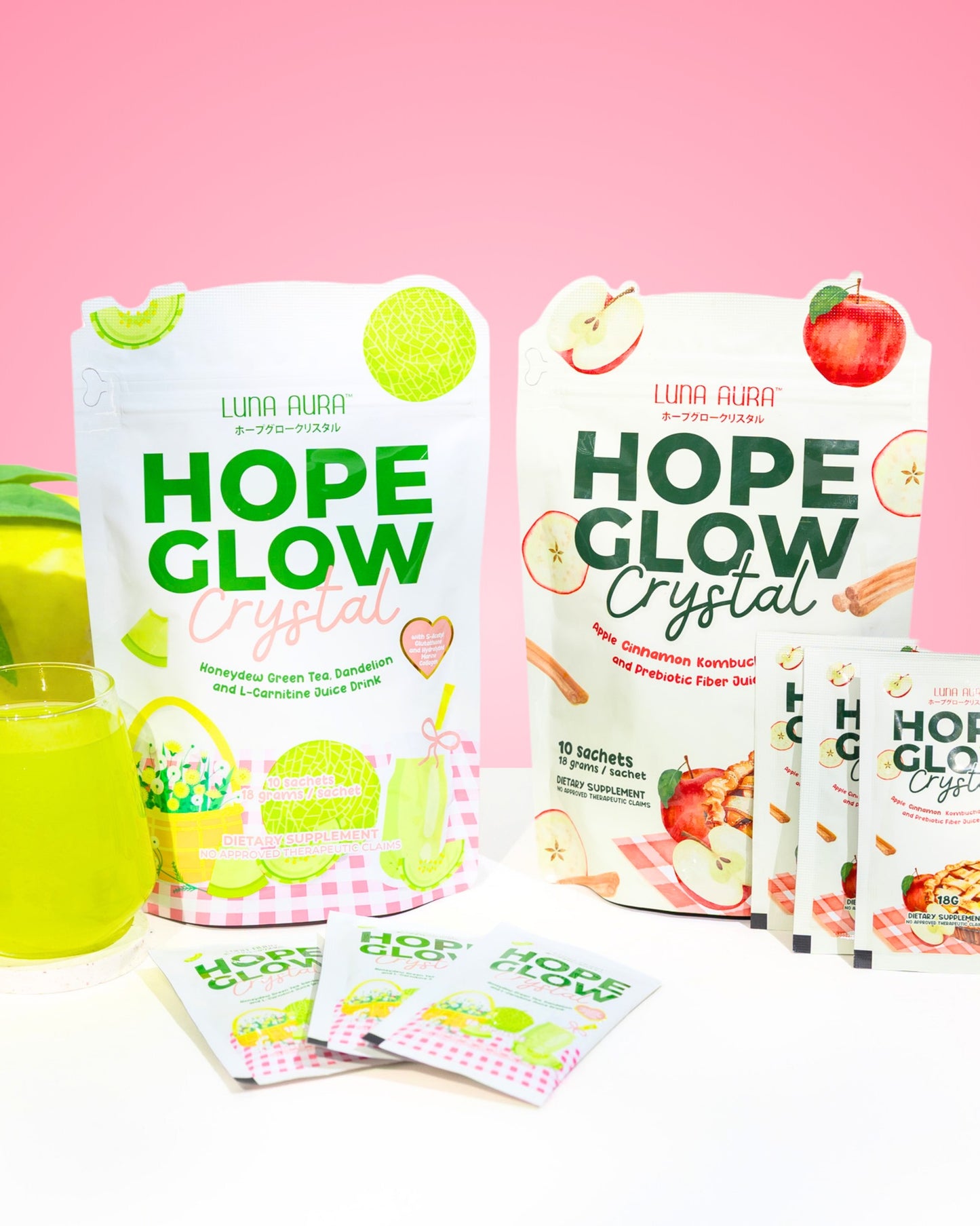 Hope Glow Crystal Apple Cinnamon Kombucha & Honeydew Greentea