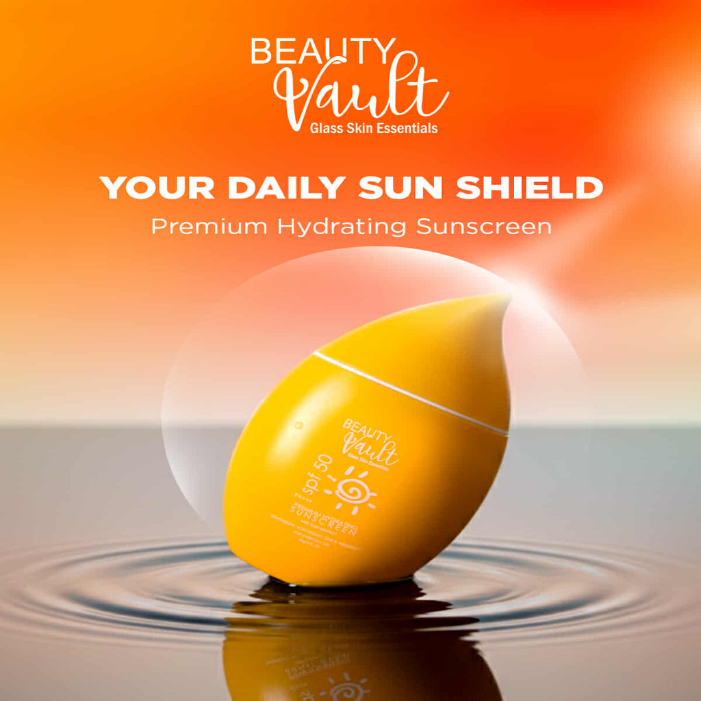 Authentic Beauty Vault Premium Hydrating Sunscreen SPF 50 Broad Spectrum Facial Sunblock for UVA UVB Protection Skin Barrier Hydration Non Greasy Oil Control and Invisible Glass Skin Finish