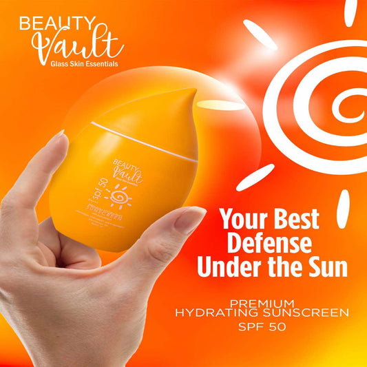 Authentic Beauty Vault Premium Hydrating Sunscreen SPF 50 Broad Spectrum Facial Sunblock for UVA UVB Protection Skin Barrier Hydration Non Greasy Oil Control and Invisible Glass Skin Finish