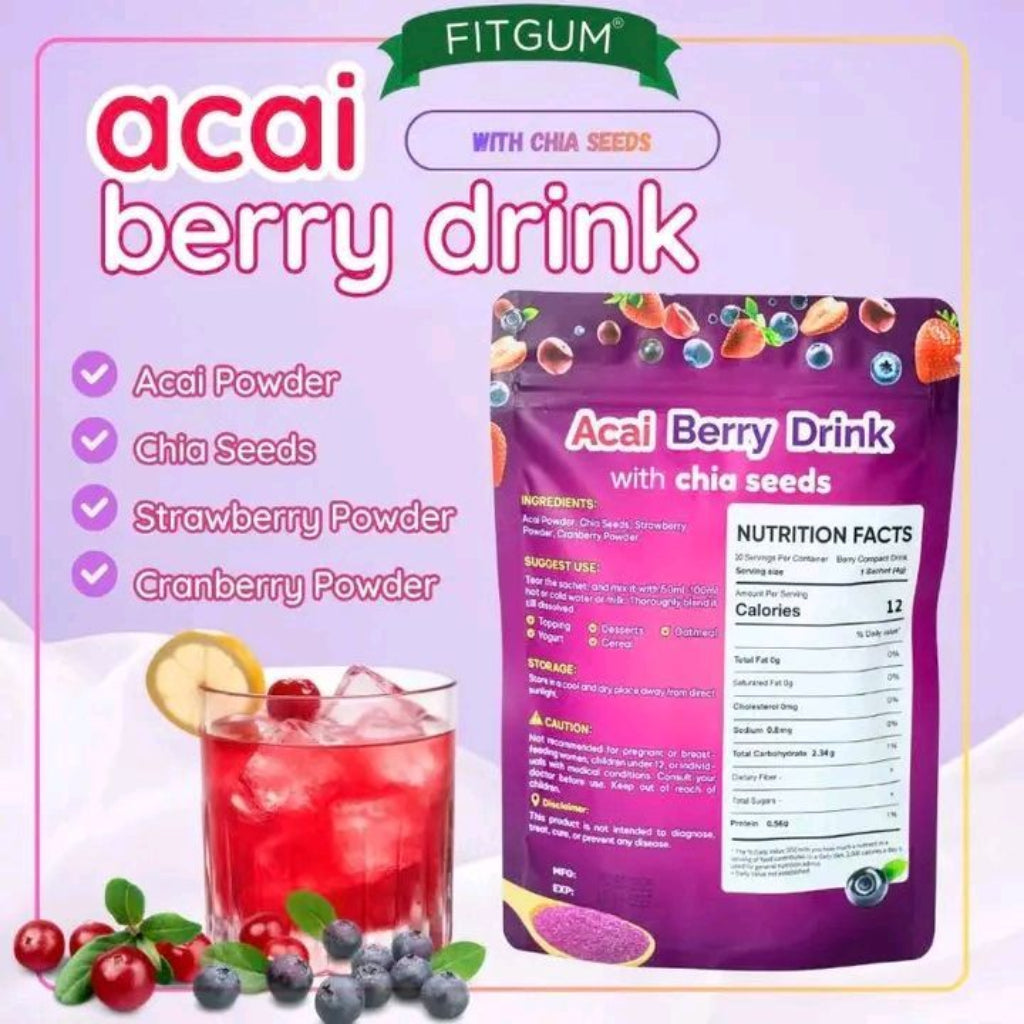 Fitgum Acai Berry Drink with Chia Seeds