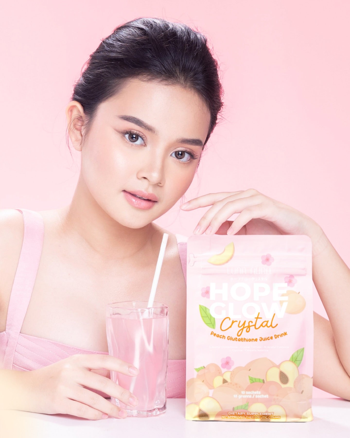 Hope Glow Crystal Peach refreshing peach-flavored sparkling drink for daily wellness