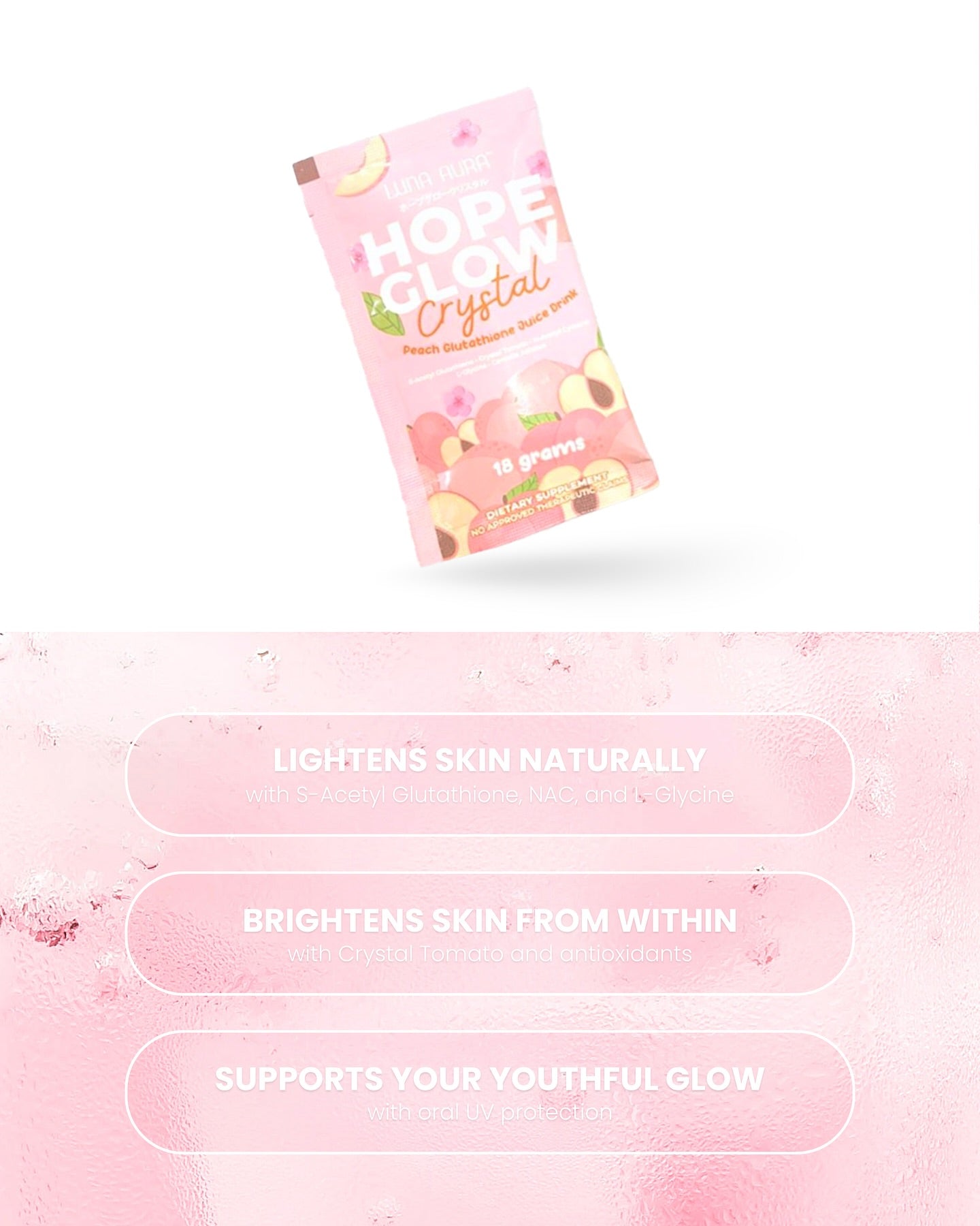 Hope Glow Crystal Peach refreshing peach-flavored sparkling drink for daily wellness