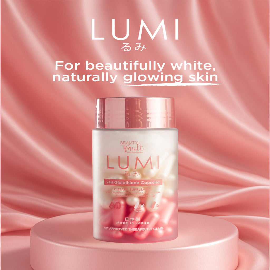 Authentic Beauty Vault Lumi 24H Glutathione Capsules Day and Night Skin Whitening Supplement with Vitamin C and Melatonin for Full Body Lightening Liver Detox Anti Aging and Deep Sleep Glow