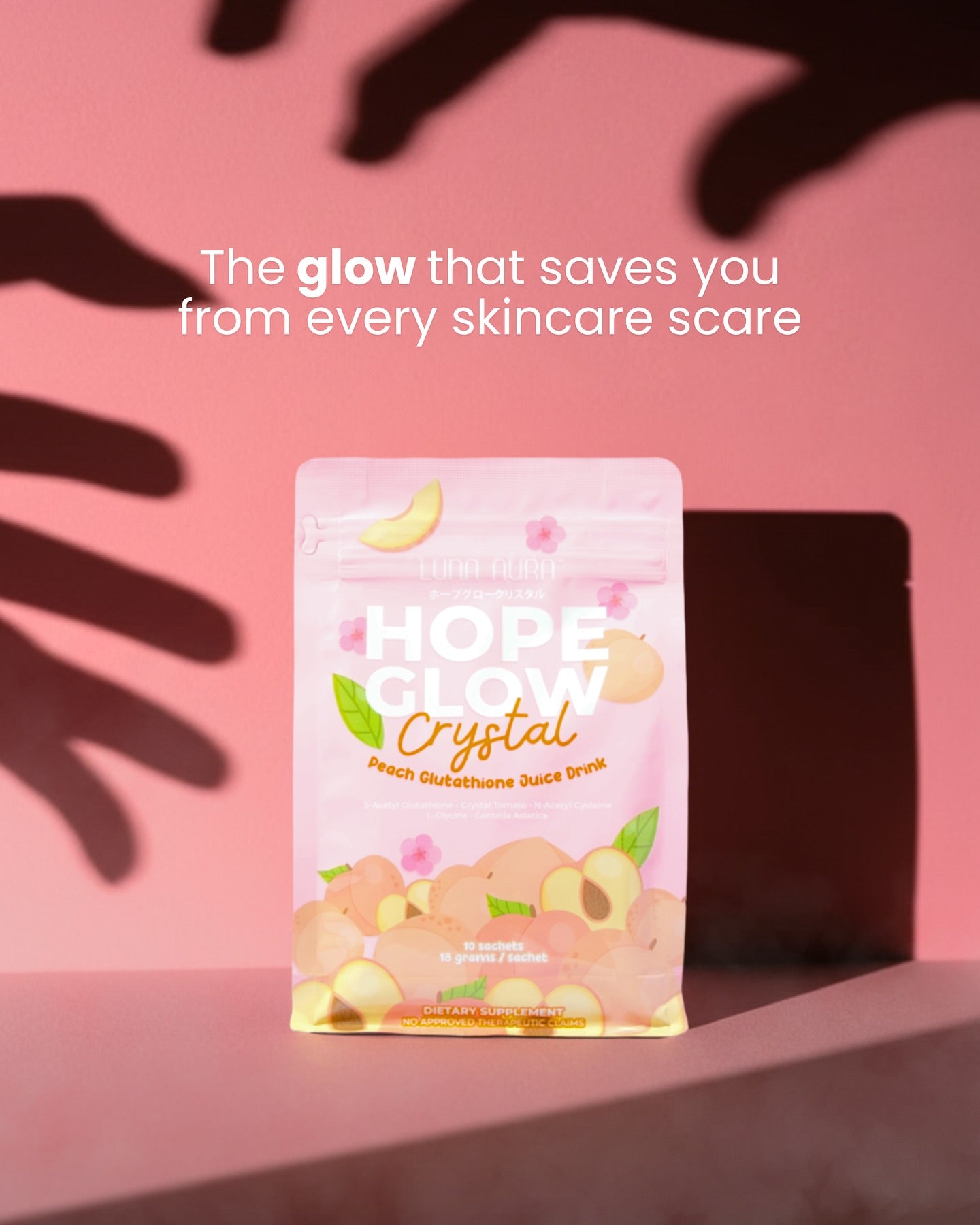 Hope Glow Crystal Peach refreshing peach-flavored sparkling drink for daily wellness