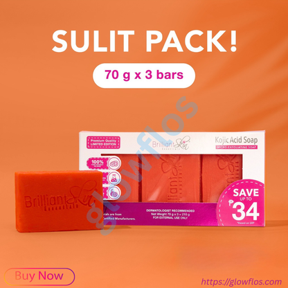 Brilliant Kojic Acid Soap 3 IN 1 Pack for bright, smooth, and refreshed skin