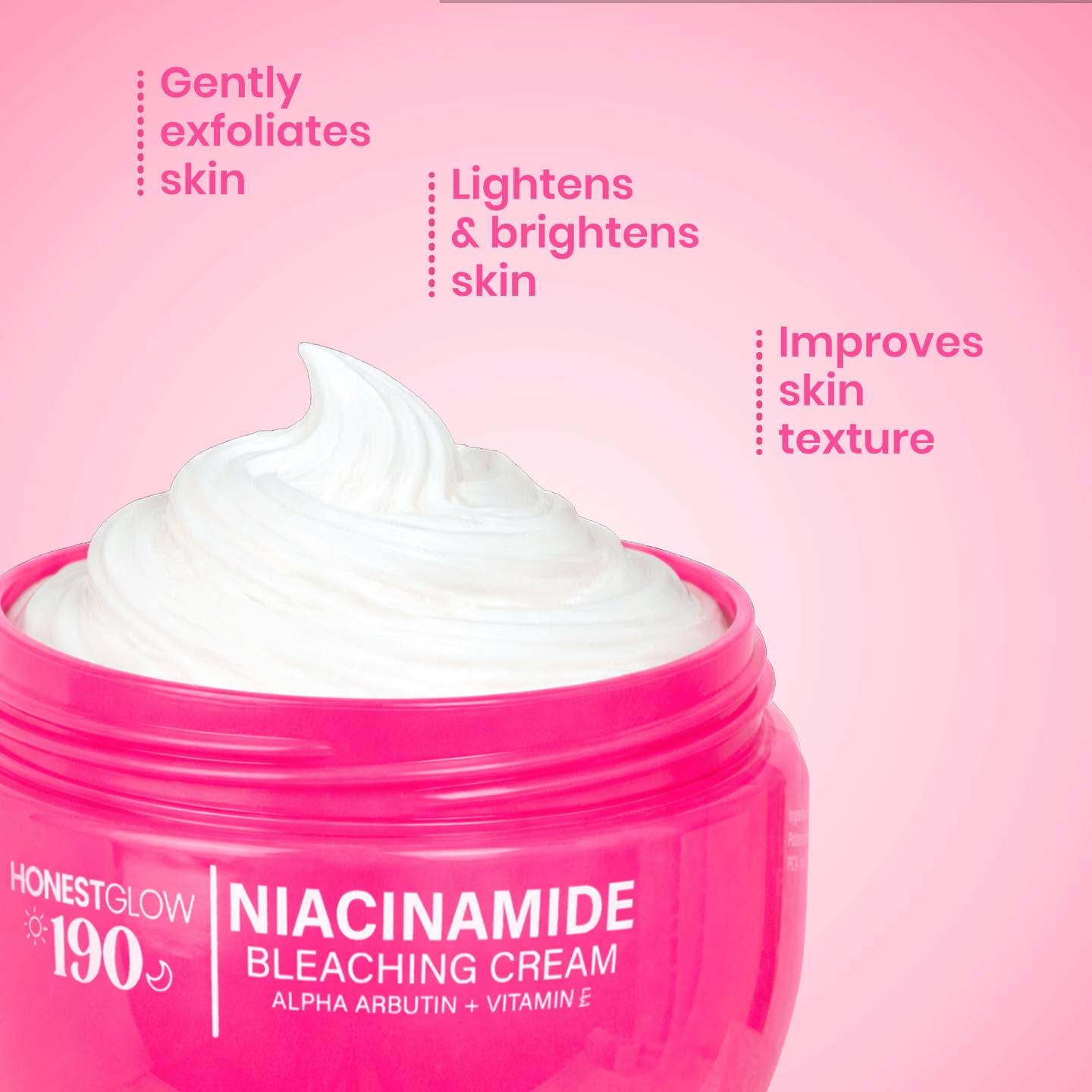 Authentic Honest Glow 190 Niacinamide Bleaching Cream Facial and Full Body Whitening Treatment for Dark Spot Correction Hyperpigmentation Removal Underarm Lightening and Radiant Smooth Skin