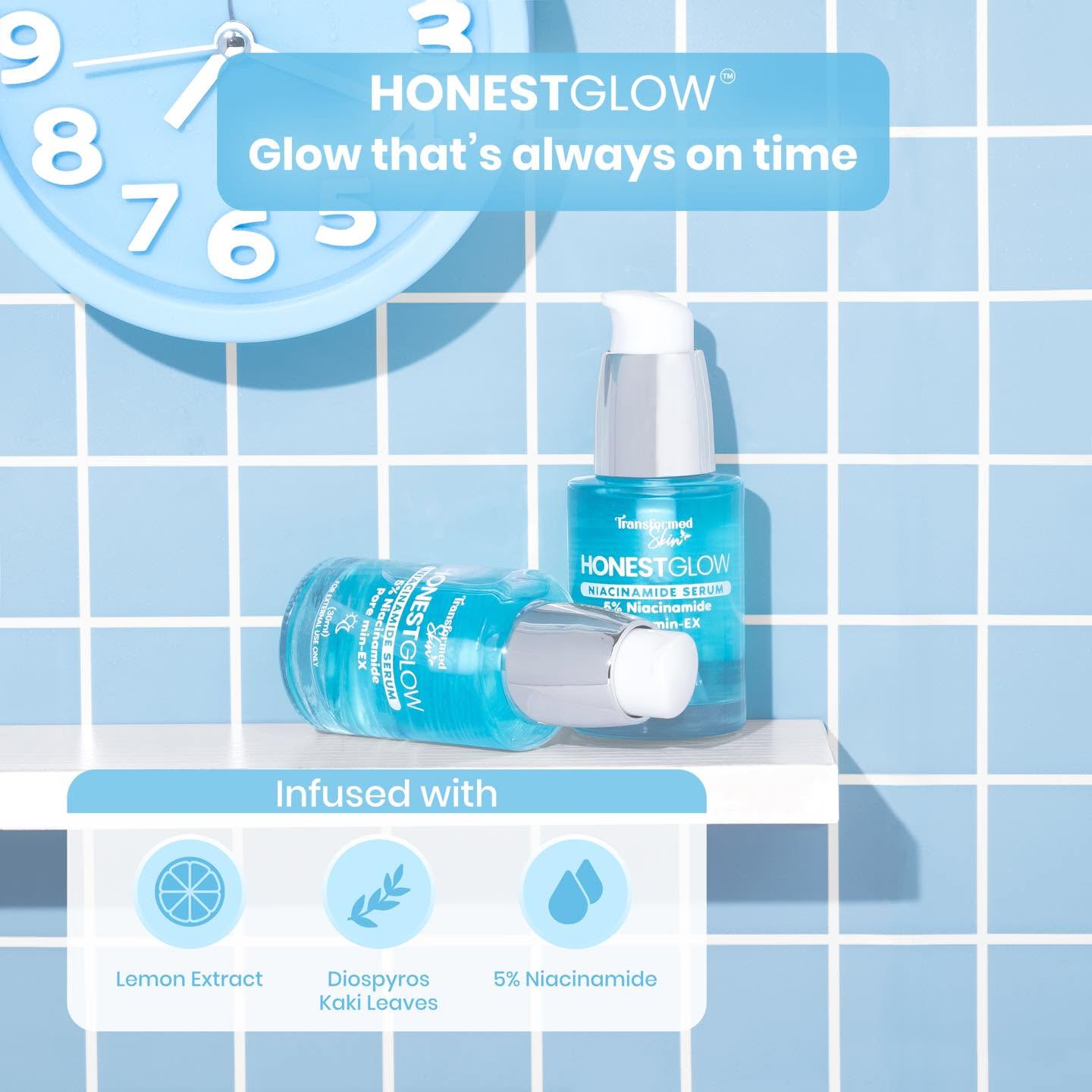Authentic Honest Glow Niacinamide Serum Facial Brightening Booster for Pore Refining Dark Spot Removal Oil Control and Radiant Hydrated Glass Skin