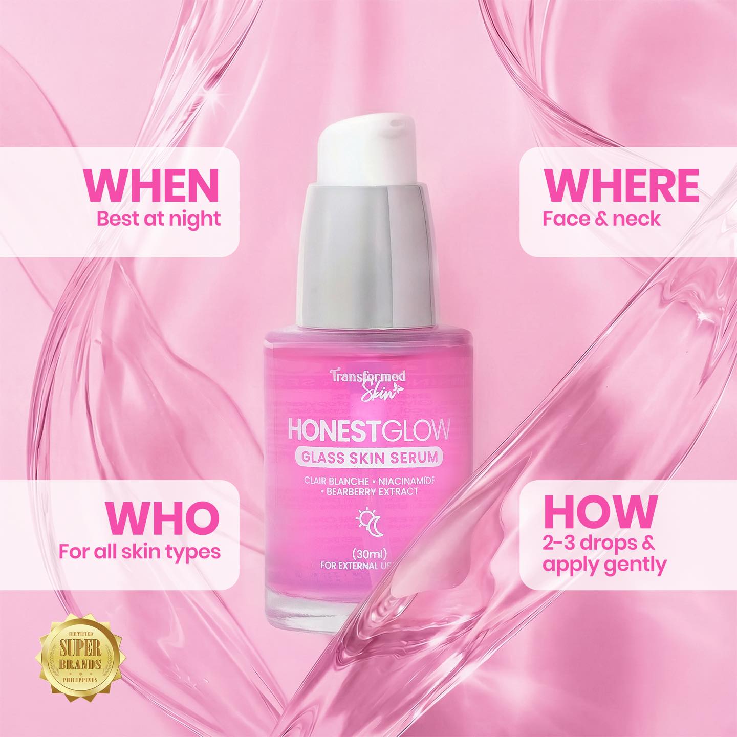 Authentic Honest Glow Glass Skin Serum Facial Brightening Booster for Intense Hydration Pore Refining Dark Spot Correction and Luminous Poreless Complexion