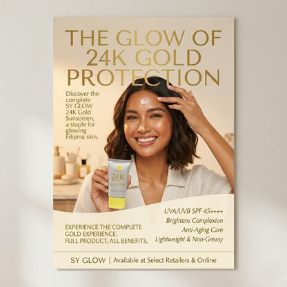 Sy Glow 24K Gold Sunscreen for UV protection and glowing radiant skin