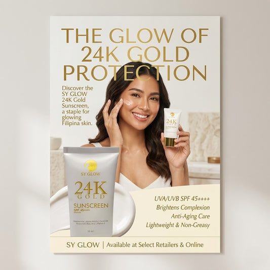 Sy Glow 24K Gold Sunscreen for UV protection and glowing radiant skin