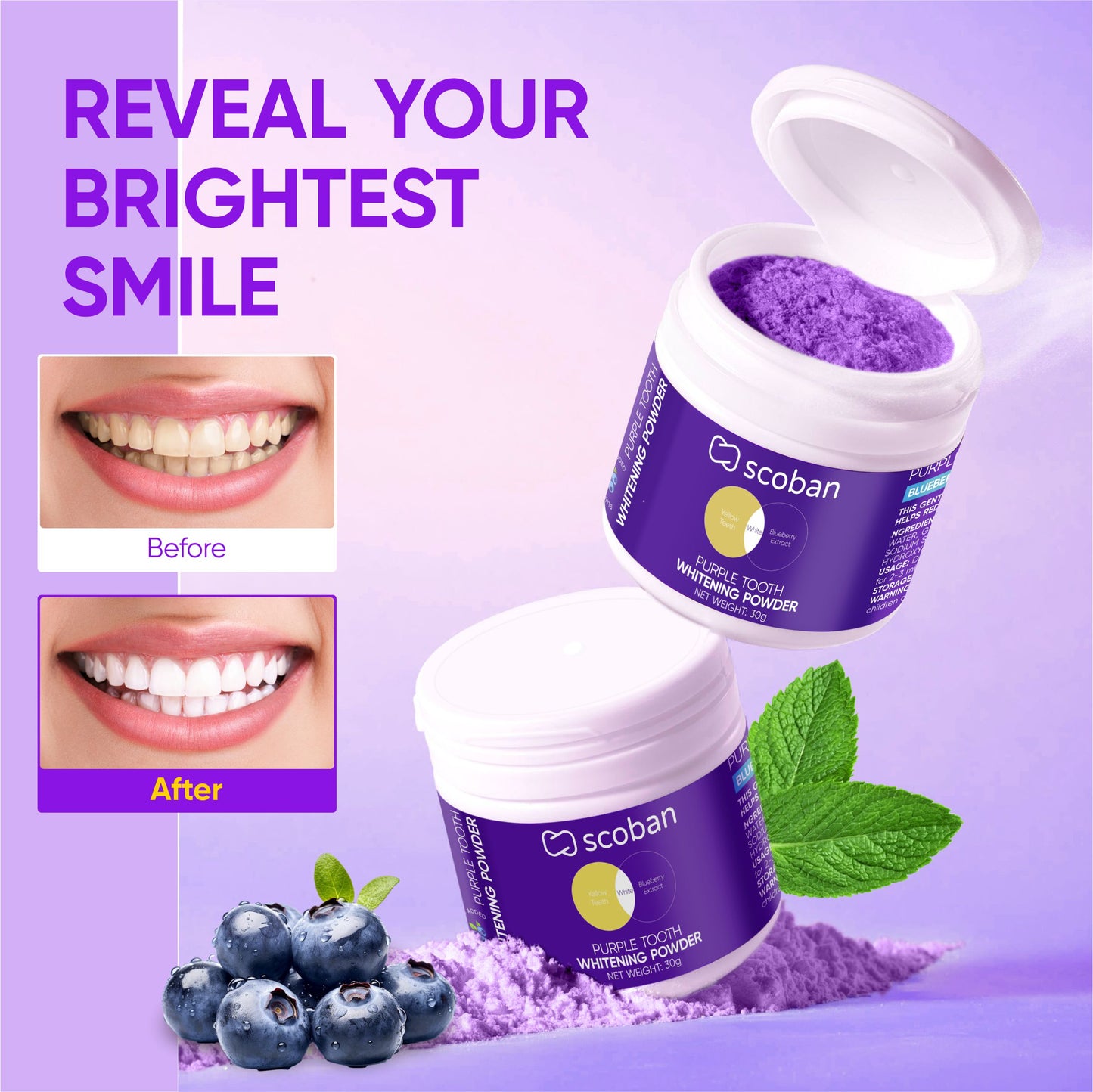 Scoban Purple Tooth Whitening Powder