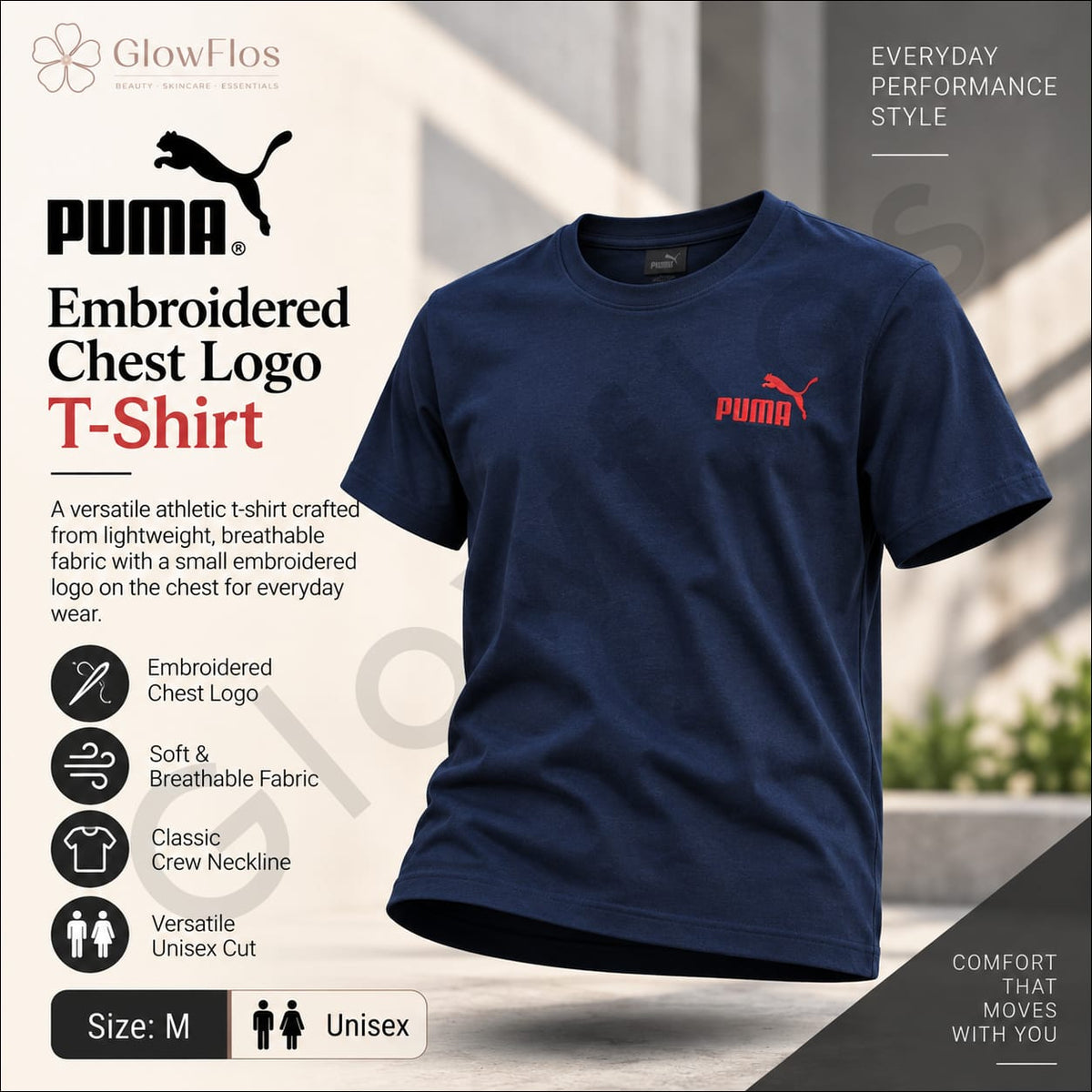 Puma Embroidered Chest Logo Athletic T-Shirt