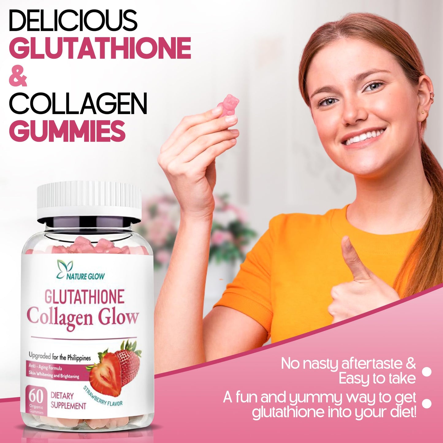 Nature Glow  Glutathione Collagen Glow Strawberry
