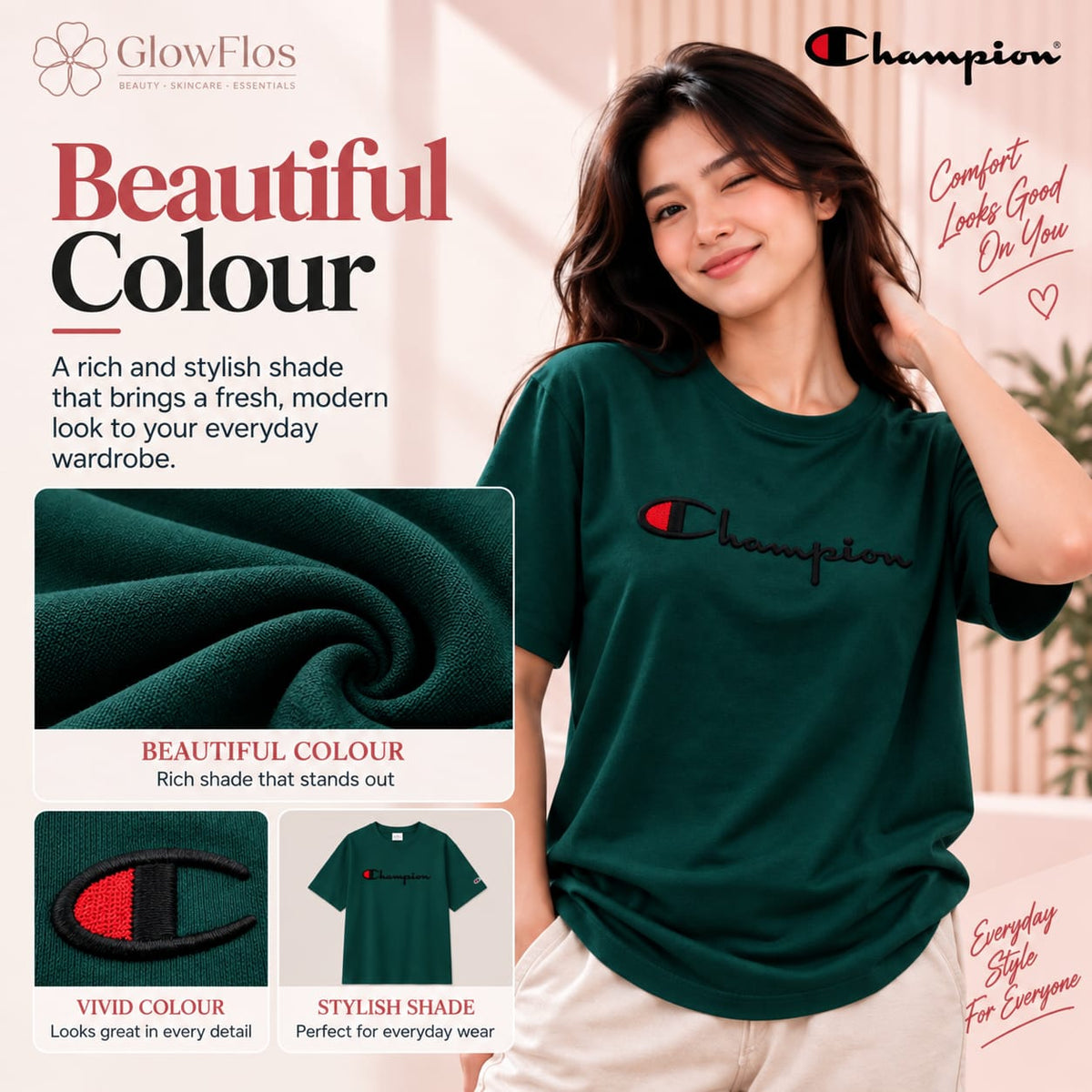 Champion Classic Script Logo Casual T-Shirt