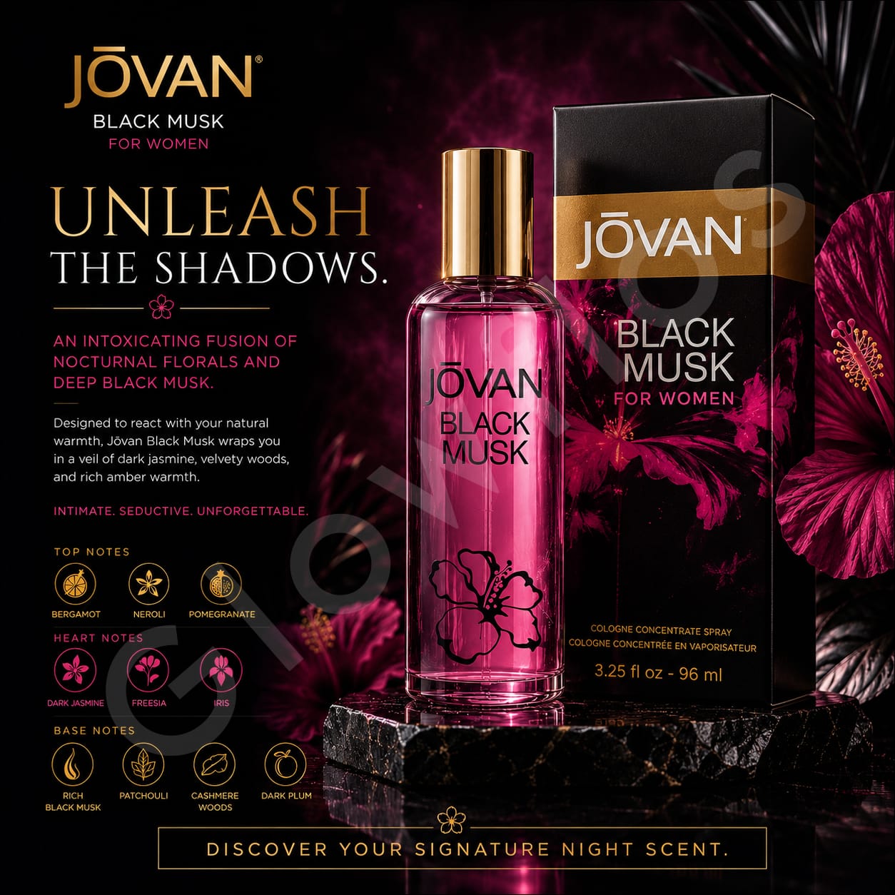 Women applying Jovan Black Musk perfume to pulse points