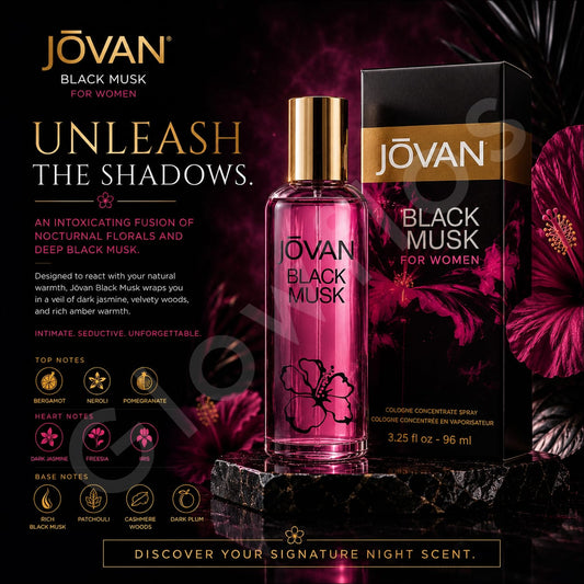 Women applying Jovan Black Musk perfume to pulse points