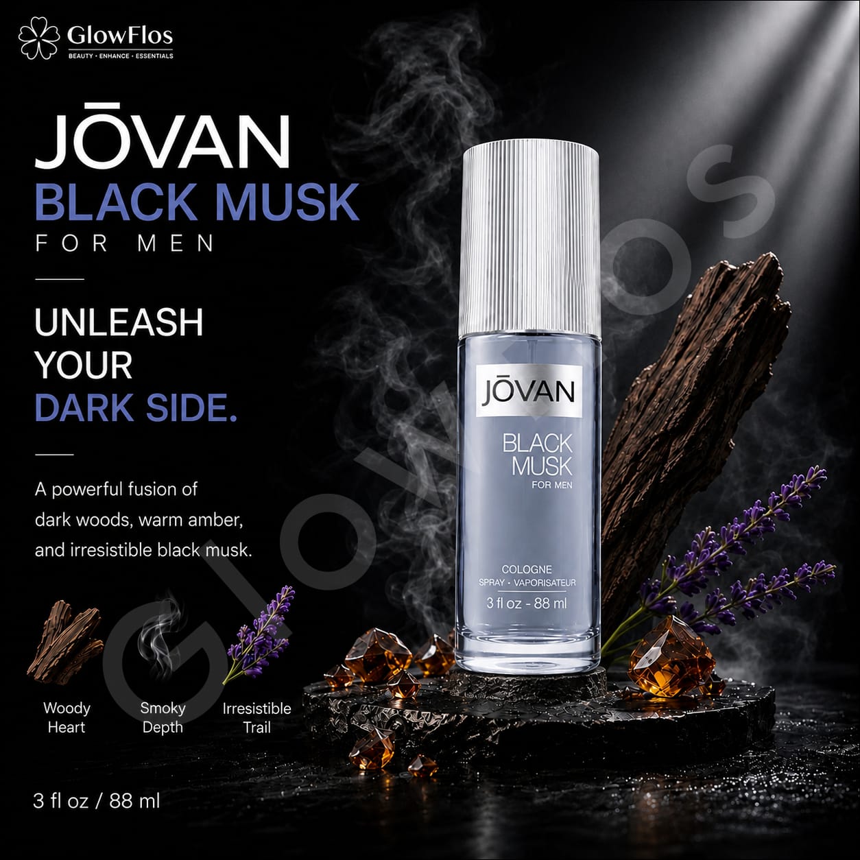 Man applying Jovan Black Musk fragrance