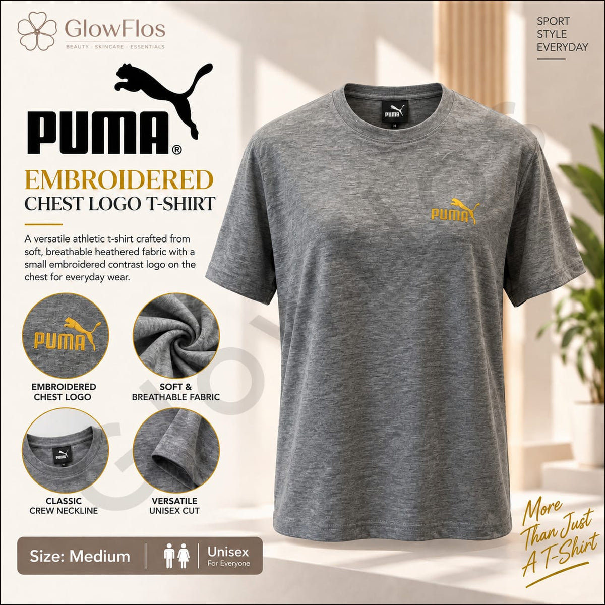 Puma Embroidered Chest Logo Athletic T-Shirt