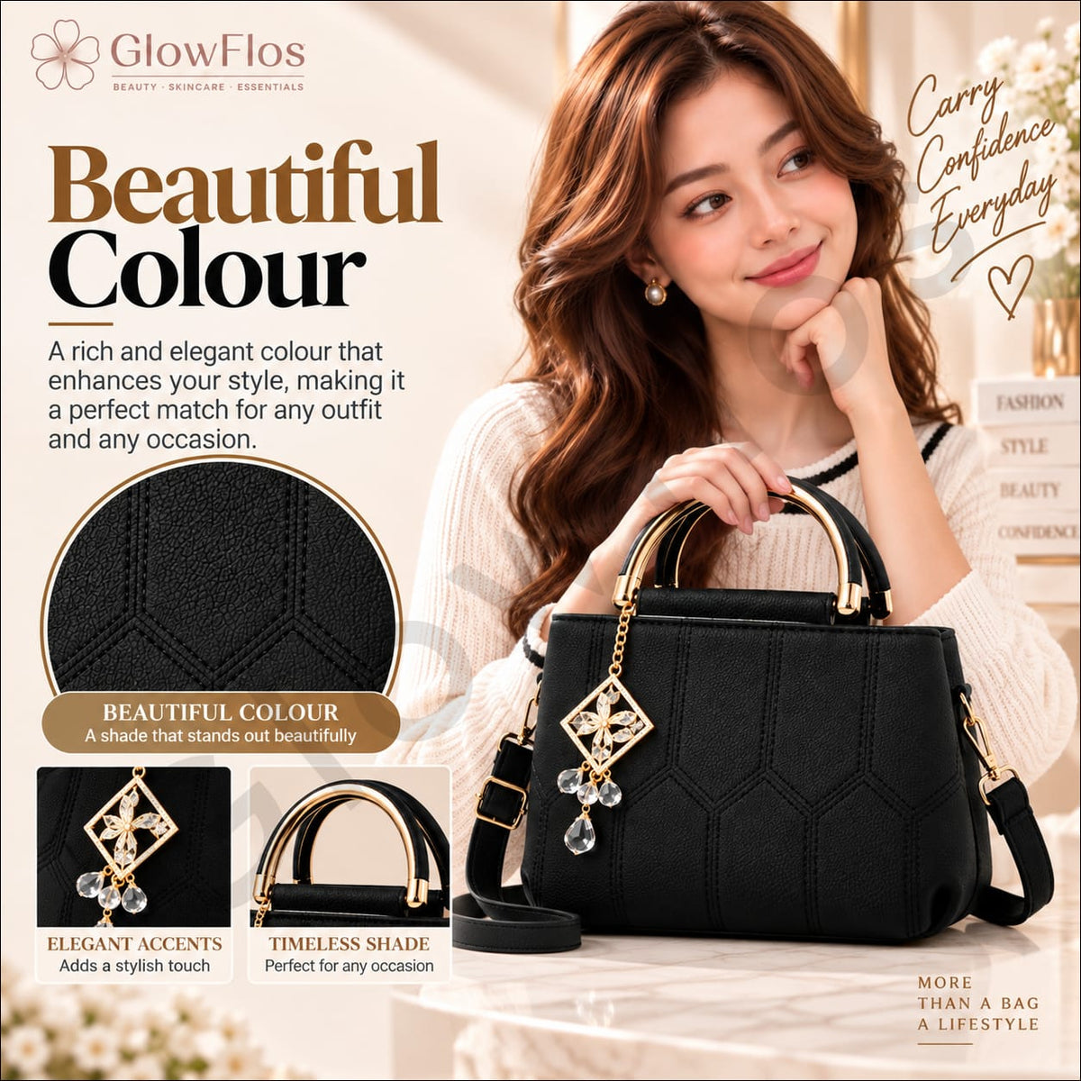 Elegance Metal-Handle Geometric Handbag