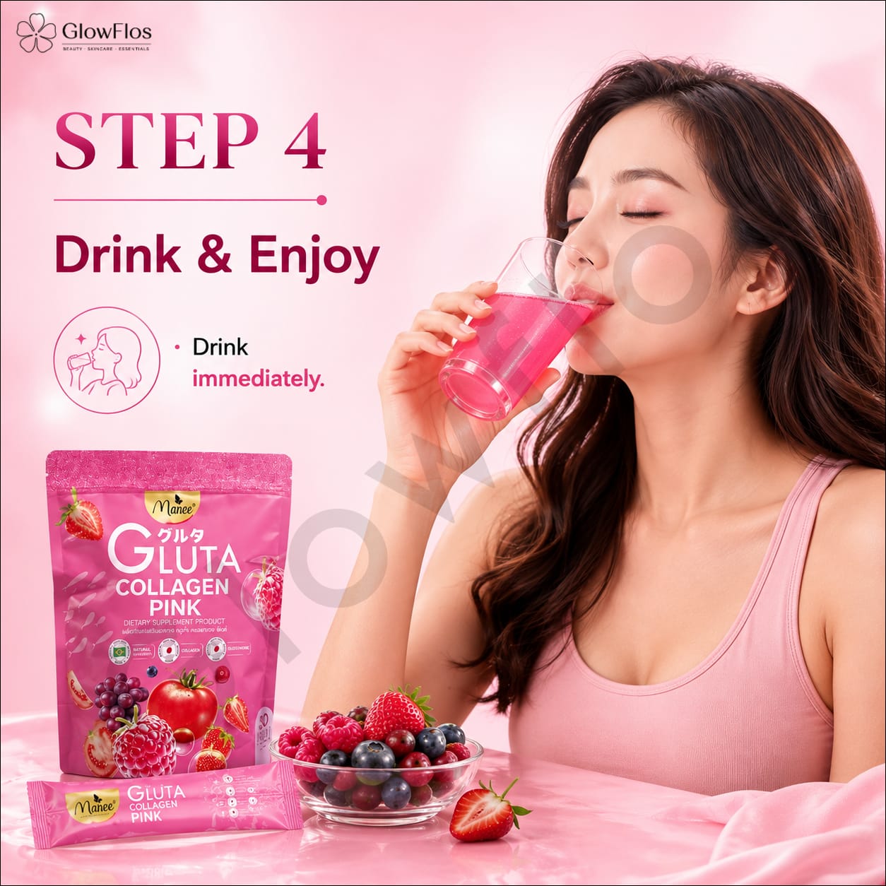 Manee Gluta Collagen Pink individual daily beauty drink sachets