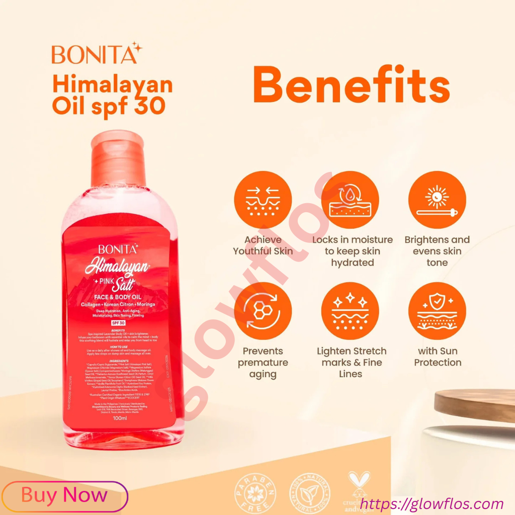 Bonita Himalayan Pink Salt Oil for smooth, hydrated, and glowing skin