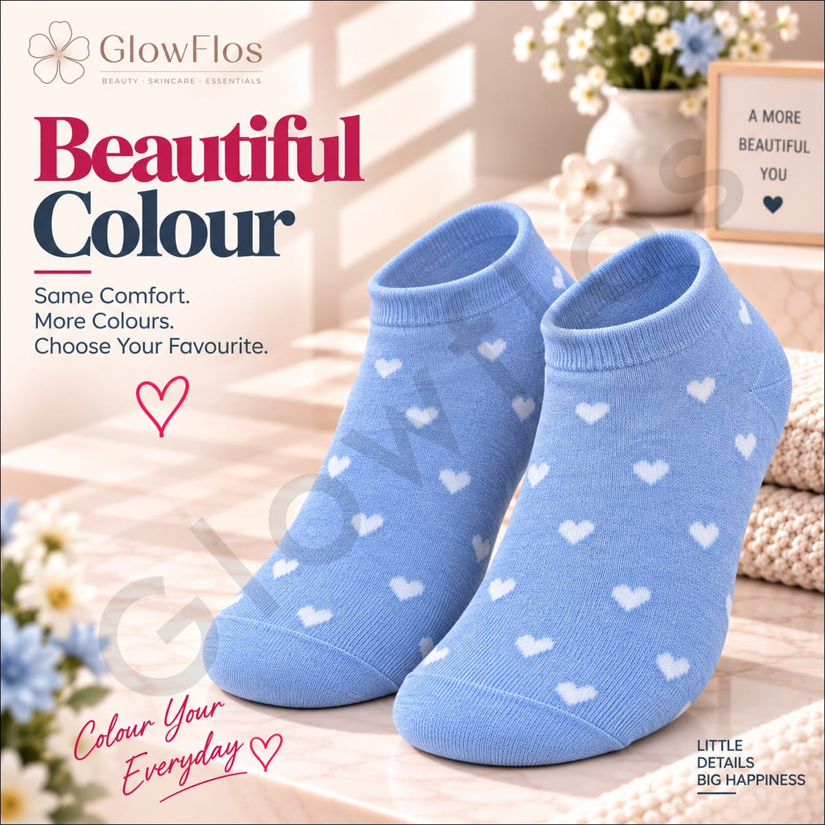 Luxe Heart Print Ankle Socks