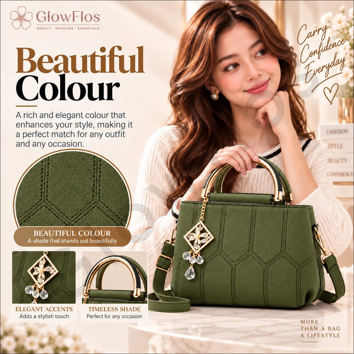Elegance Metal-Handle Geometric Handbag