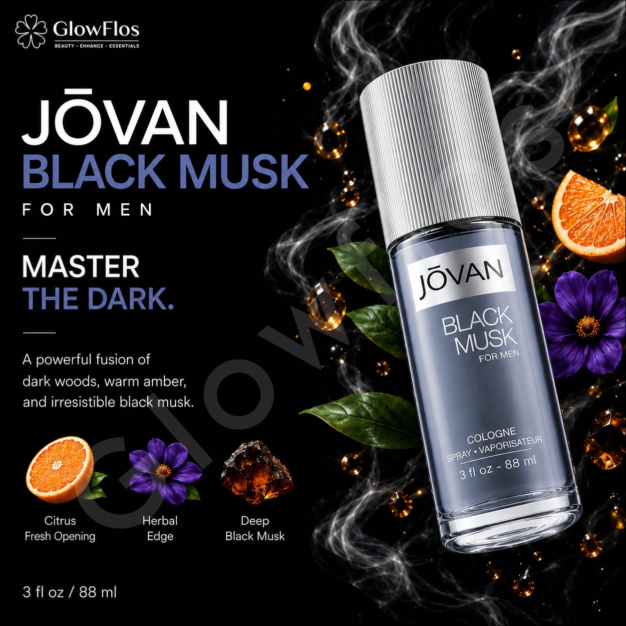 Man applying Jovan Black Musk fragrance