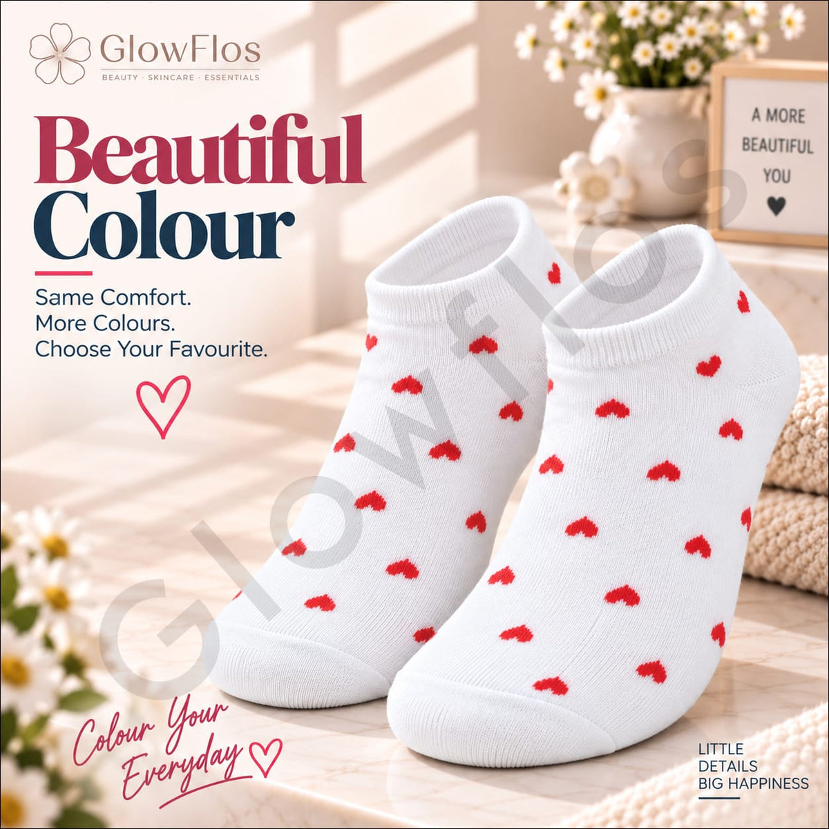 Luxe Heart Print Ankle Socks