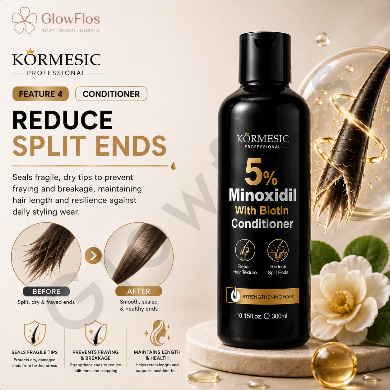 Kormesic hair growth shampoo lather with biotin and minoxidil
