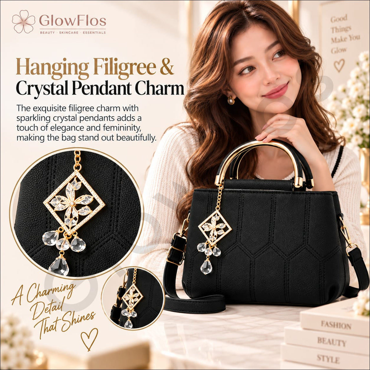Elegance Metal-Handle Geometric Handbag