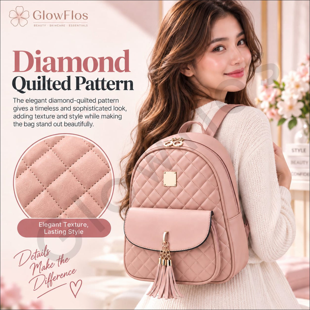 Elegance Quilted Leather Backpack