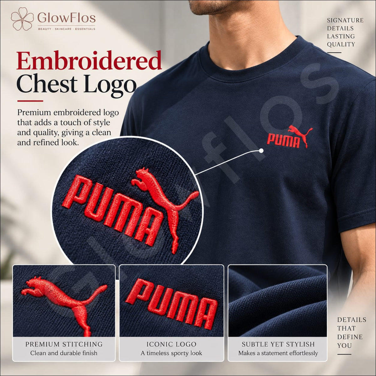 Puma Embroidered Chest Logo Athletic T-Shirt