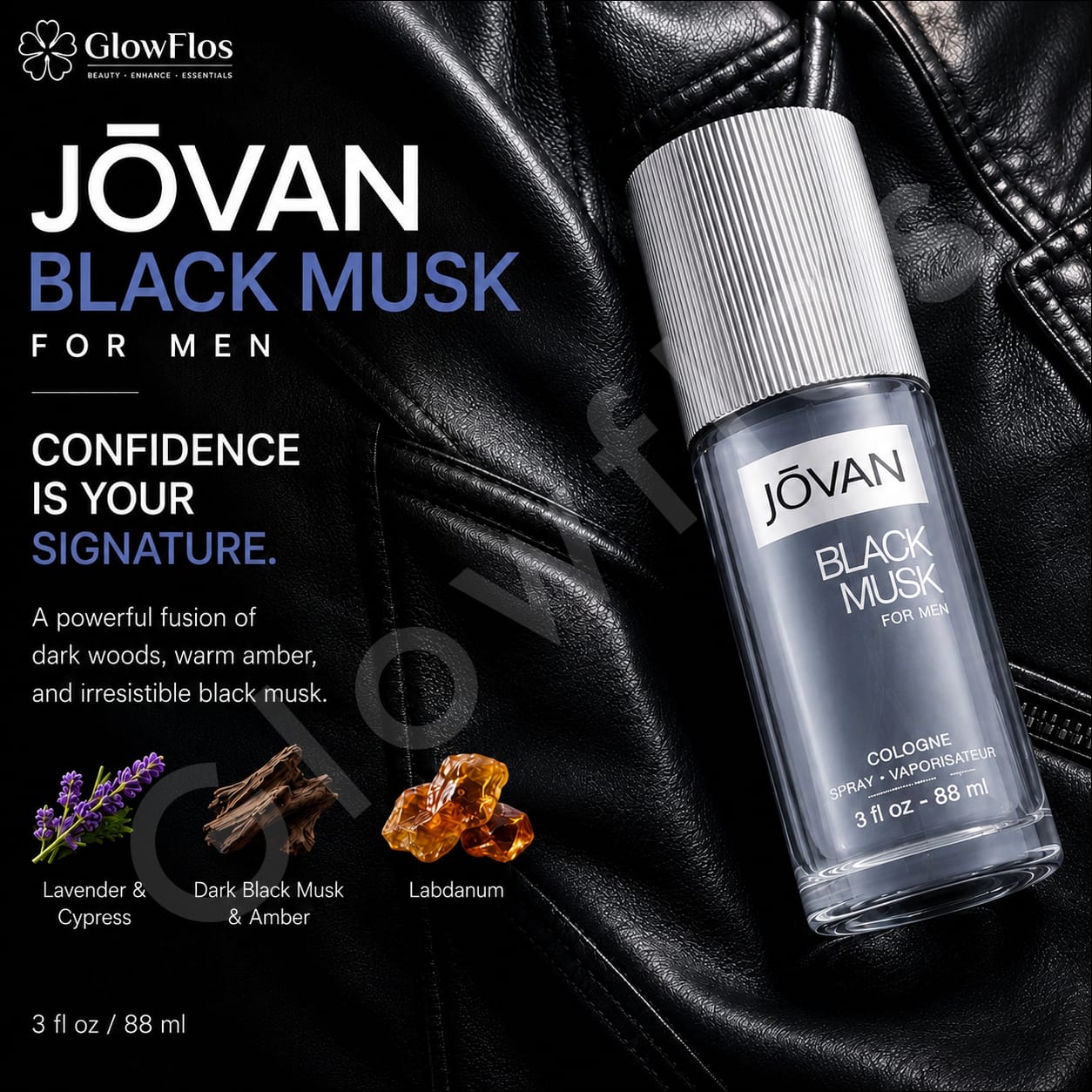 Man applying Jovan Black Musk fragrance