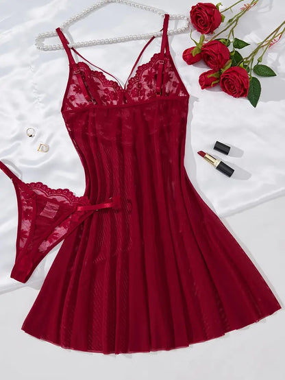 Elegant Solid Color Sexy Short Nightgown
