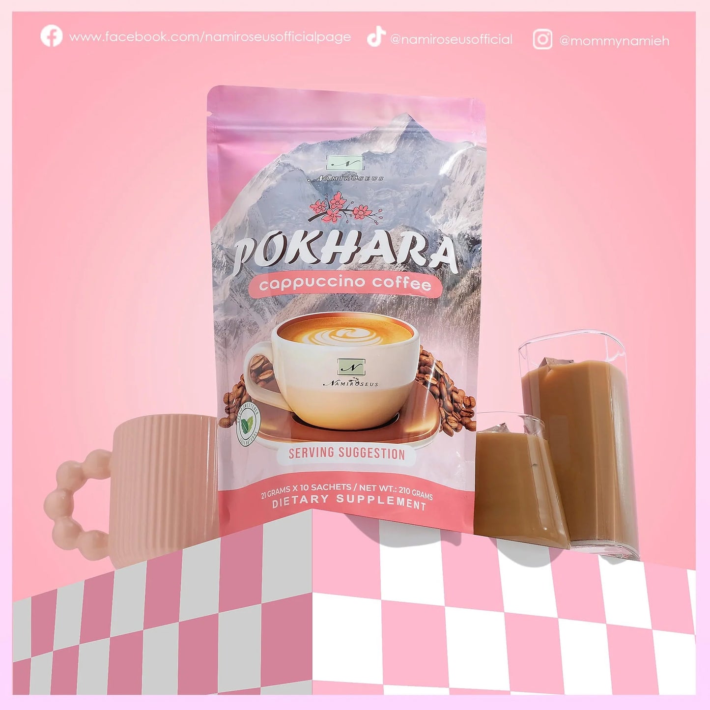 Pokhara Cappuccino Coffee instant coffee mix with rich creamy foam and smooth coffee flavor