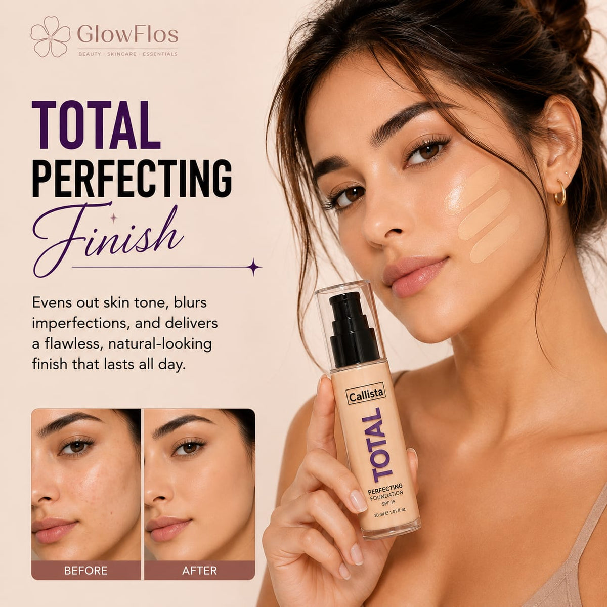 Callista Total Perfecting Foundation – 221 Porcelain (SPF 15)