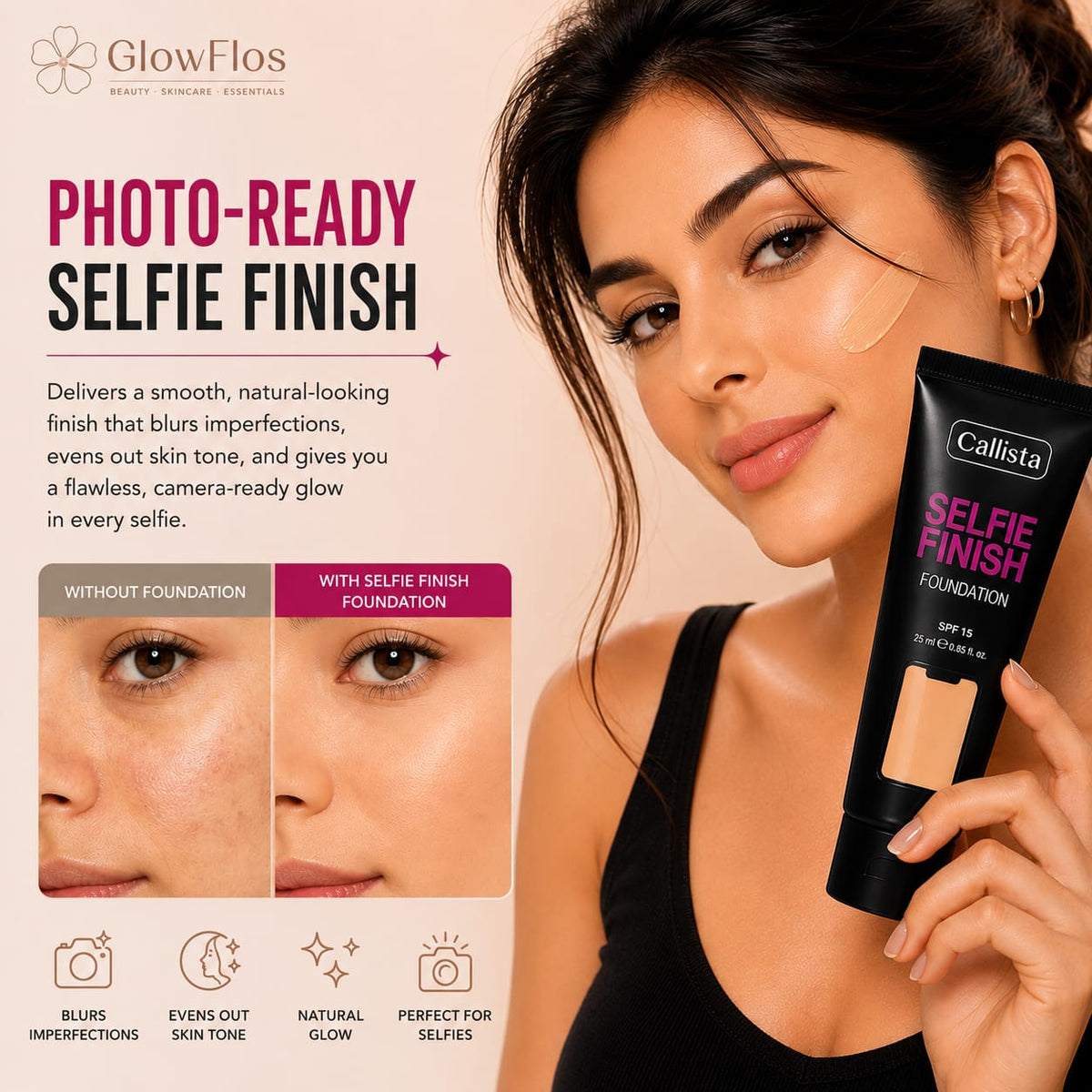 Callista Selfie Finish Foundation – 100 Natural (SPF 15)