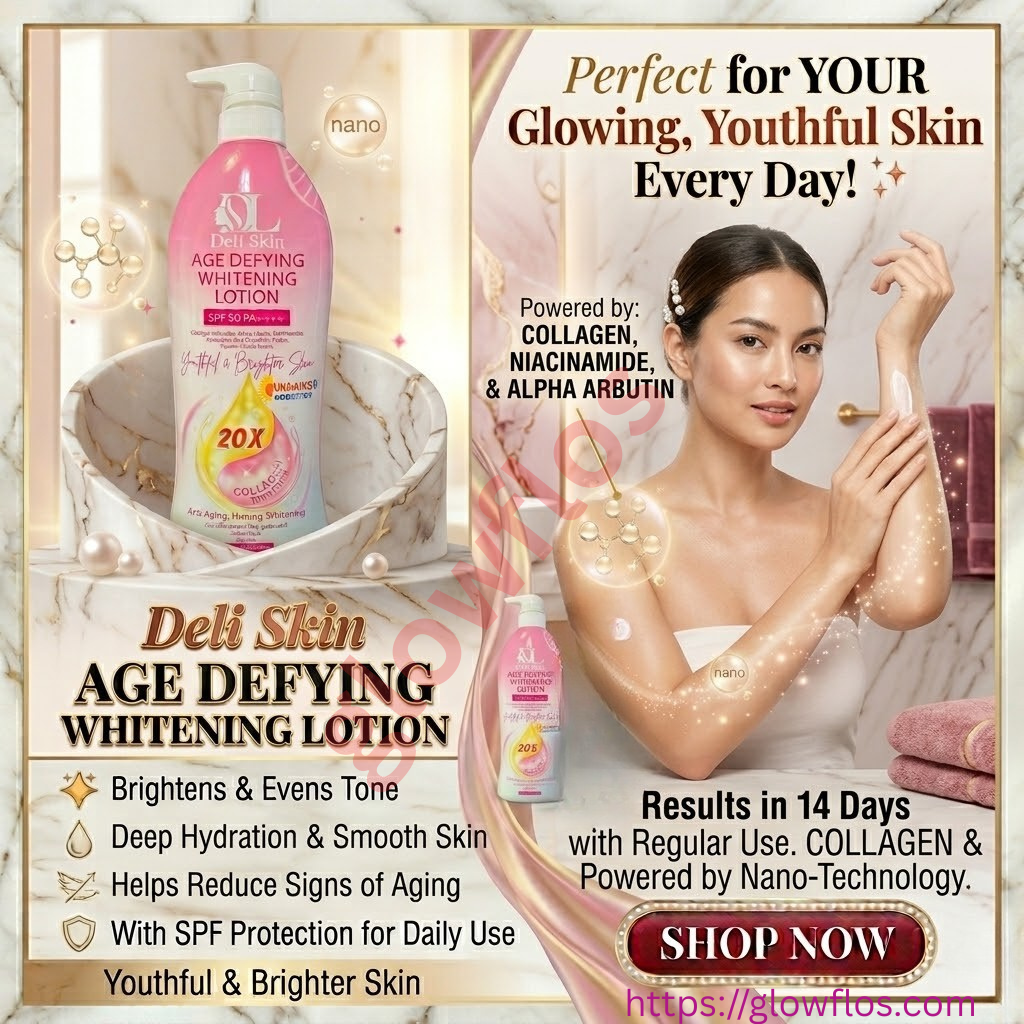 Deli Skin Age Defying Whitening Lotion for bright, smooth, and youthful glowing skin