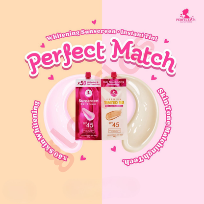 Authentic Perfect Skin Sunscreen Gel Cream and Premium Tinted Sunscreen Gel Cream Twin Pack Broad Spectrum Facial Sunblock Duo with Invisible Shield and Universal Skin Blurring Tint for Zero White Cast Flawless Coverage and Glass Skin