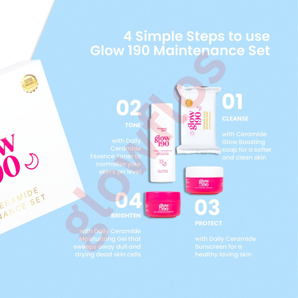Authentic Honest Glow Glow190 Maintenance Set 4-in-1 Daily Skincare Kit with Maintenance Soap Toner Night Cream and Sunscreen SPF 50 for Post Peel Care Skin Barrier Hydration and Lasting Glass Skin