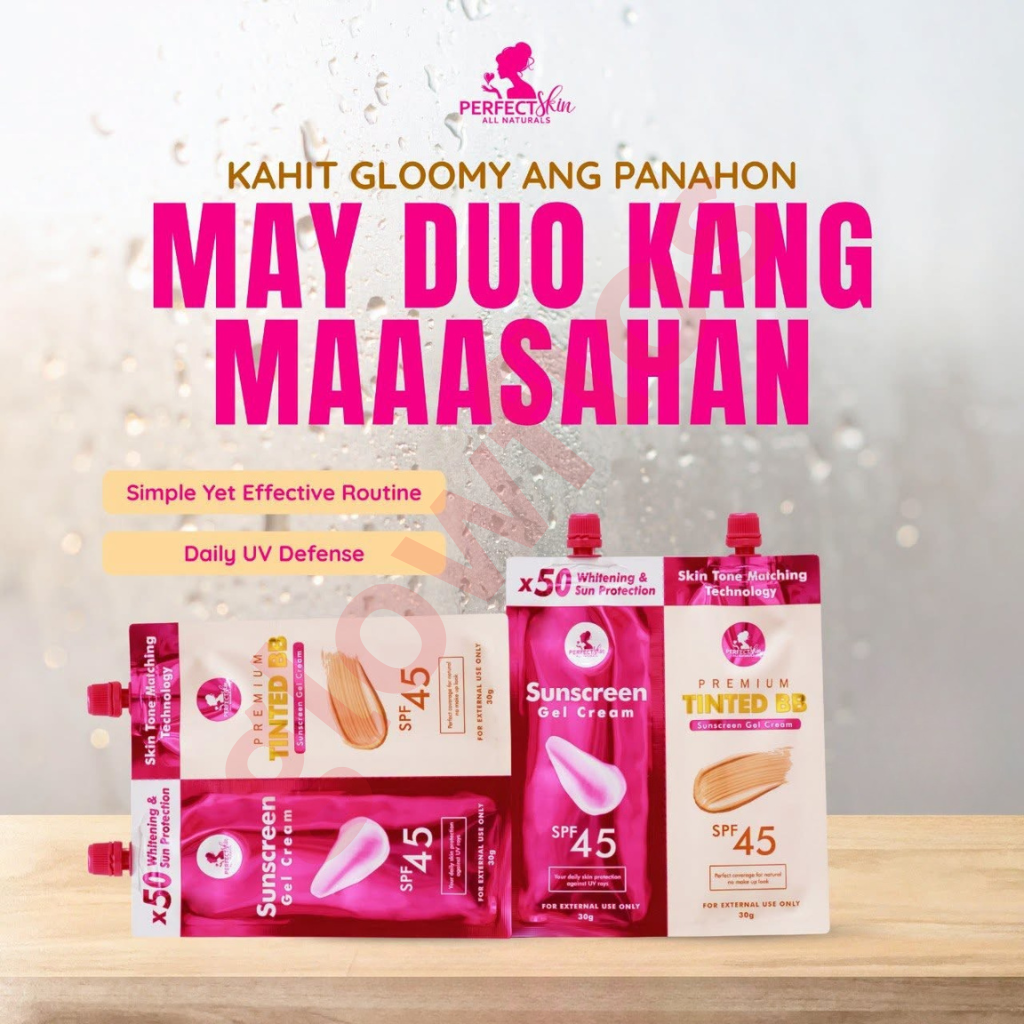 Authentic Perfect Skin Sunscreen Gel Cream and Premium Tinted Sunscreen Gel Cream Twin Pack Broad Spectrum Facial Sunblock Duo with Invisible Shield and Universal Skin Blurring Tint for Zero White Cast Flawless Coverage and Glass Skin