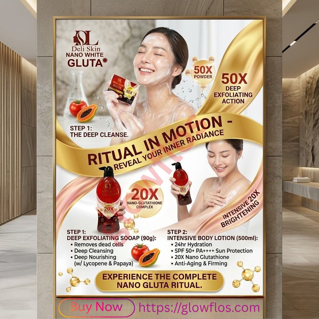 Deli Skin Nano White Lotion and Gluta Soap combo for bright, smooth, and glowing skin
