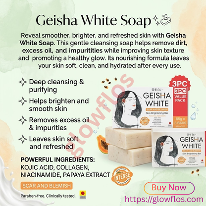 Geisha White Soap for deep cleansing, brightening, and smooth glowing skin