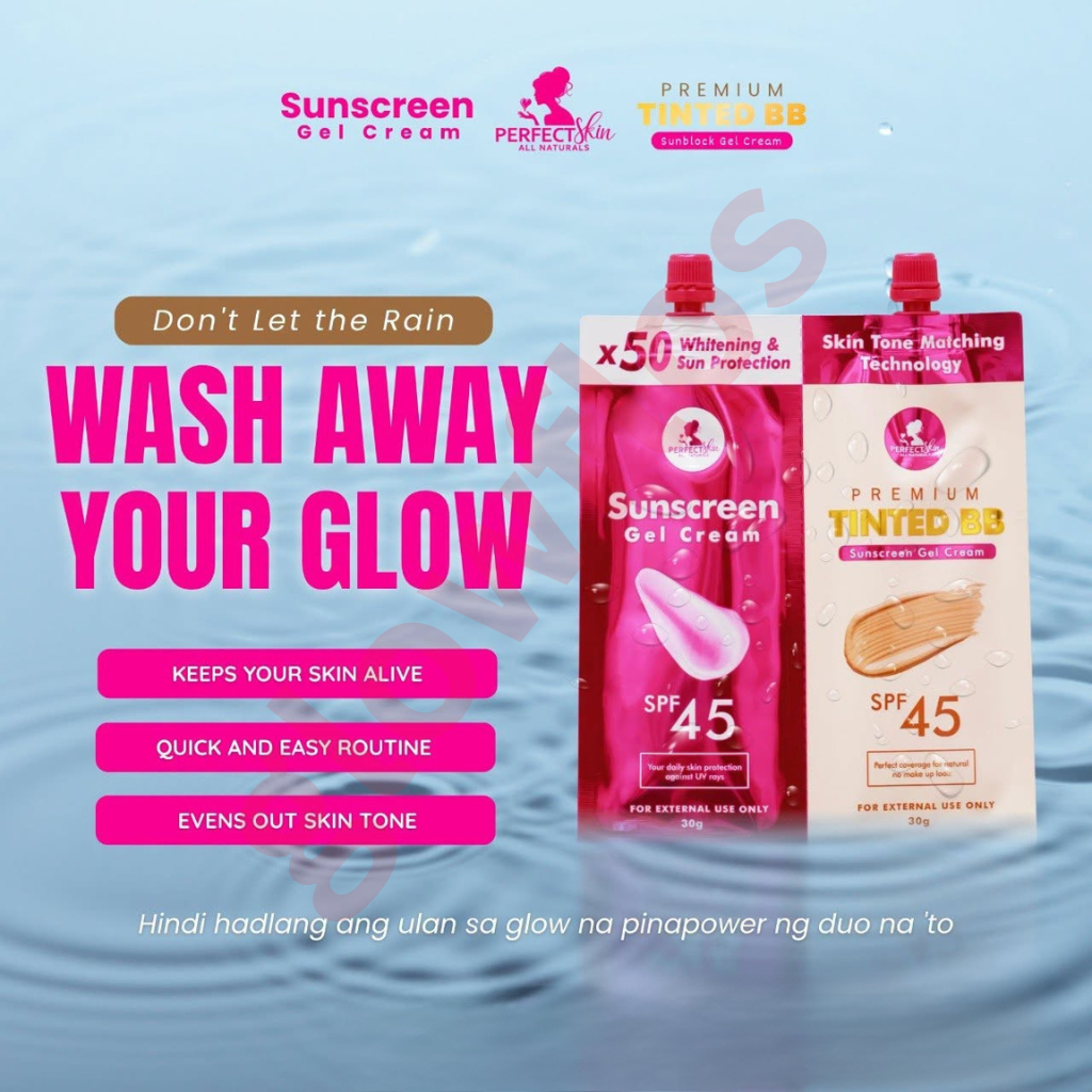 Authentic Perfect Skin Sunscreen Gel Cream and Premium Tinted Sunscreen Gel Cream Twin Pack Broad Spectrum Facial Sunblock Duo with Invisible Shield and Universal Skin Blurring Tint for Zero White Cast Flawless Coverage and Glass Skin