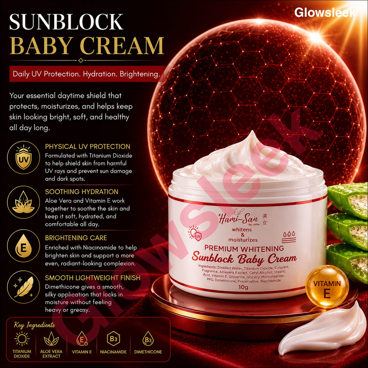Hami-San Premium Whitening set soap toner day sunblock and night cream products