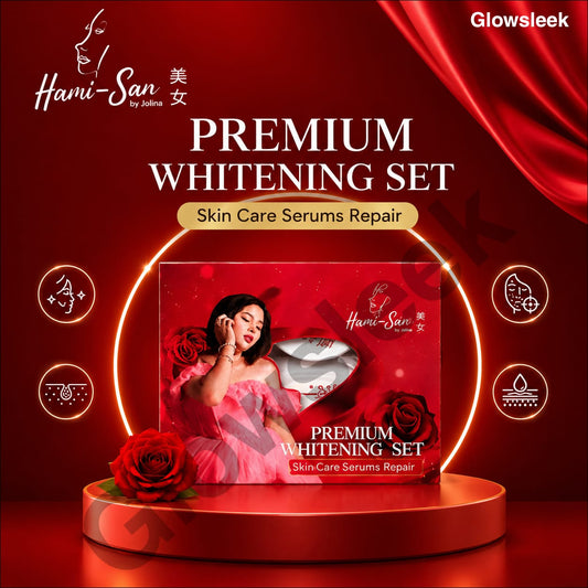 Hami-San Premium Whitening set soap toner day sunblock and night cream products